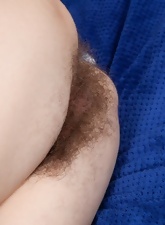 Panties wearing cougar with hairy armpits and pussy