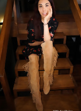 Brunette In Boots Hairy Pussy Pics