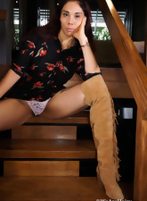 Brunette In Boots Hairy Pussy Pics
