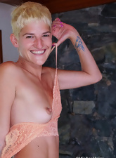 Playful Blondie With Hairy Pussy Shots