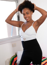 Ebony Cutie White Panties Hairy Pussy Photos