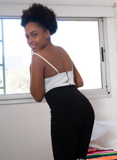 Ebony Cutie White Panties Hairy Pussy Photos