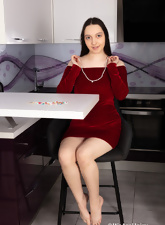 Hairy Brunette Nude In Red Lingerie Gallery