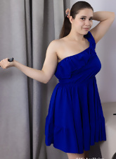 Brunette In Blue Dress Hairy Pussy Galler