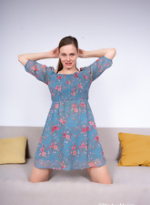 Hairy Brunette Nude In Blue Dress Gallery