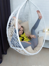 Hairy Brunette Nude On Balcony Chair Photos