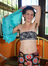 Natural Hairy Brunette Solo Nude Pics