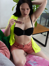 Brunette Bushy Pussy Play Pics