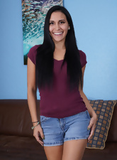 Brunette Hairy Pussy Couch Tease Gallery