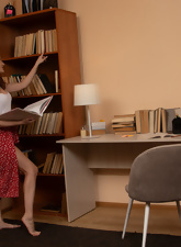 Hairy Redhead Desk Pussy Spread Gallery