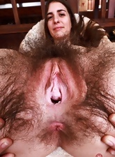 Tattooed Hairy Pussy Monster Bush Spread Pics