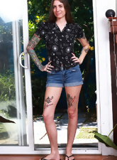 Tattooed Babe Outdoor Hairy Pussy Photos
