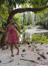 Babe In Pink Dress And Bikini Outdoor