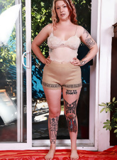 Tattooed Babe Hairy Bush Spread Pose