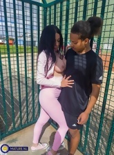 Interracial Naked Brunette Spread Pose